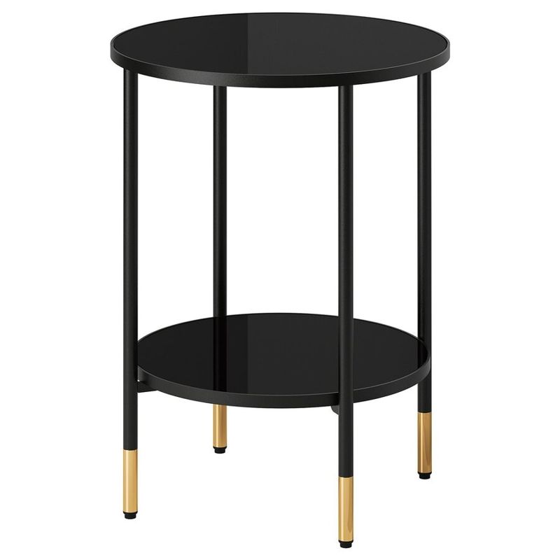 ÄSPERÖD Side table - black/glass black 45 cm