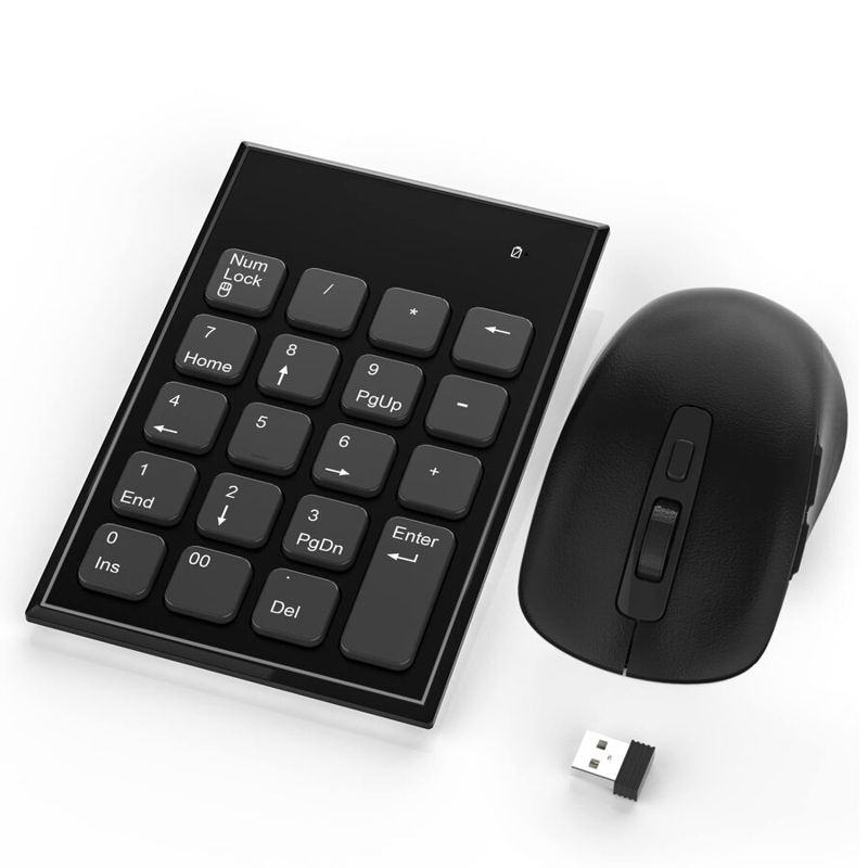 Arleedyn Wireless Numeric Keypad and Mouse Combo 2.4G USB Keyboard Set Black NEW