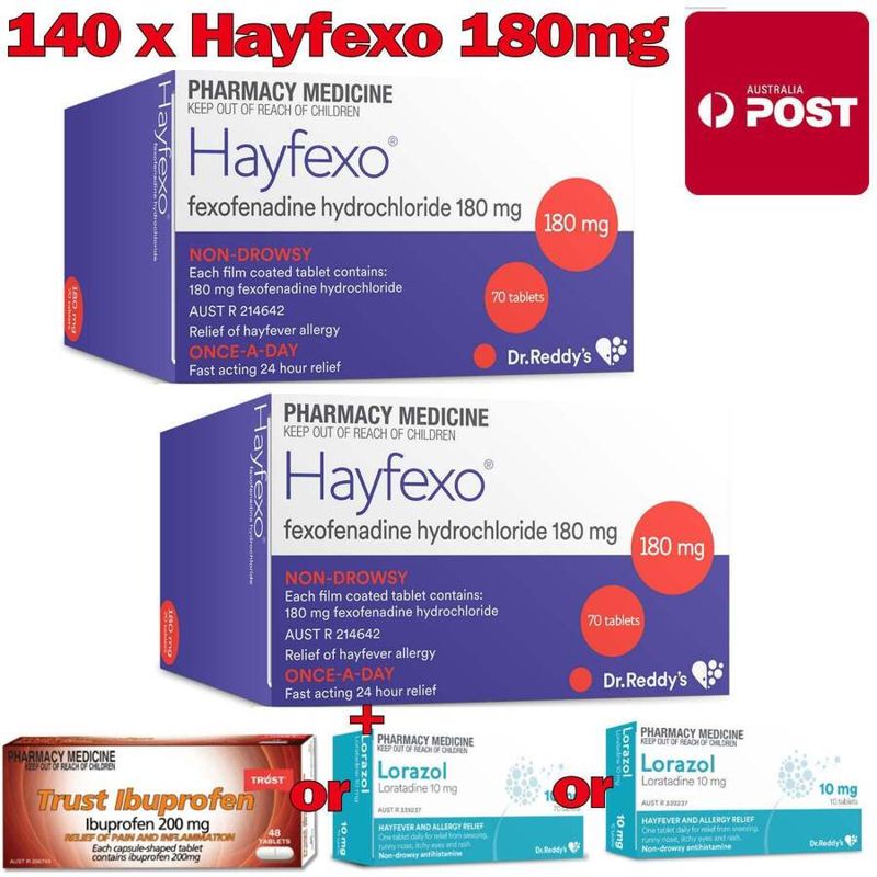 Fexofenadine HCl 180mg 140 tablets + bonus