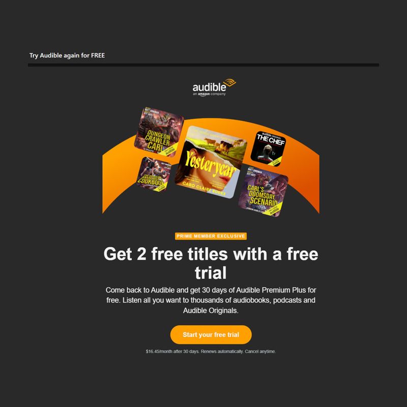 Audible Premium Plus 30-Day Free Trial with 2 Credits