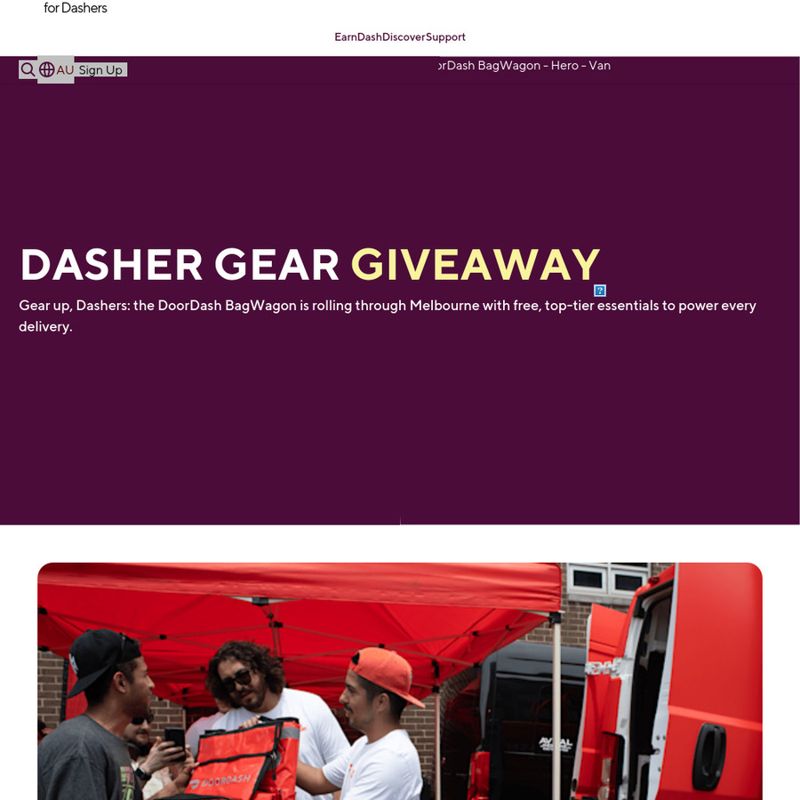 Free DoorDash Dasher Gear at BagWagon Pop-Up (Melbourne)