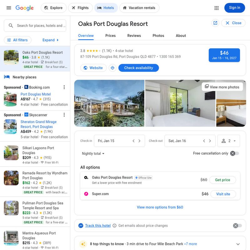 Oaks Port Douglas Resort /night (Jan 15–20)
