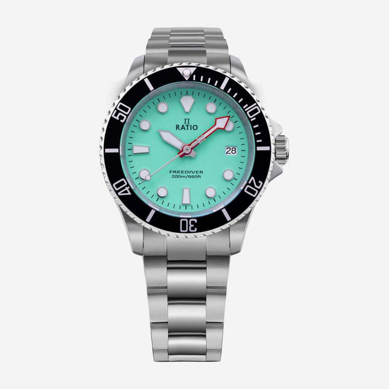 Ratio FreeDiver Sapphire Stainless Steel Green Dial Quartz RTF039 200M Men's Watch