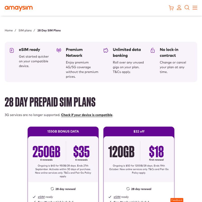 amaysim 28-Day Starter Packs - Up to+ Referral Bonus