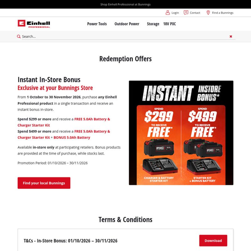 Einhell Professional Tools Free Battery Promo