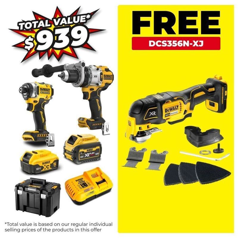 DeWalt 18V Drill, Impact Driver & Multi-Tool Combo