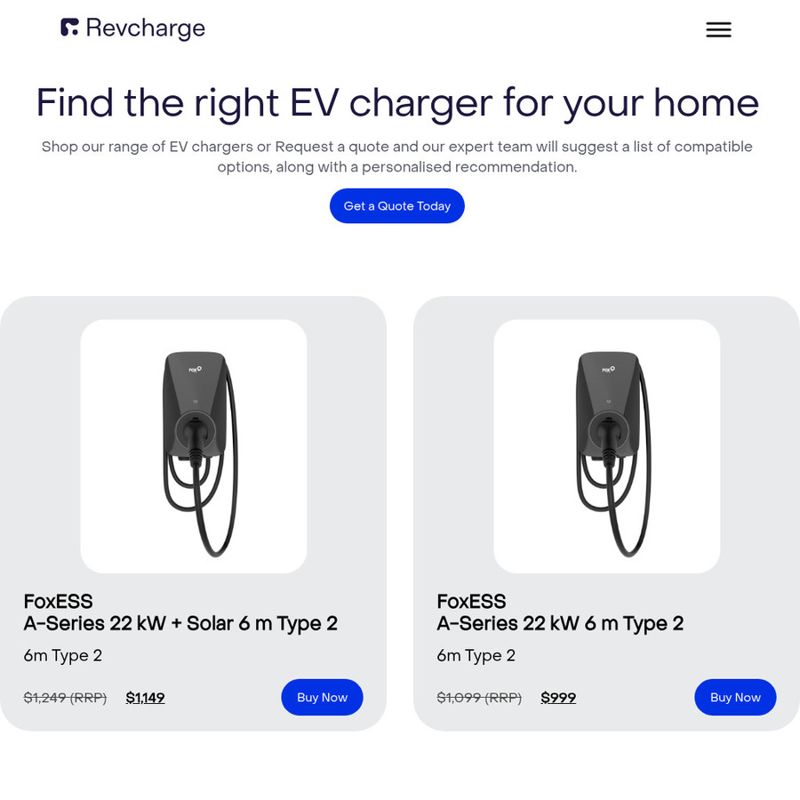 FoxESS A-Series Home EV Charger – 7kW Solar Free Delivery