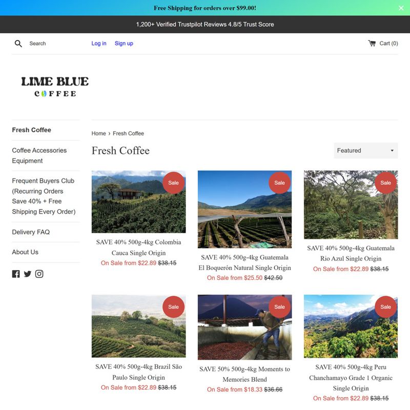 Lime Blue Coffee Single Origin Beans -/kg
