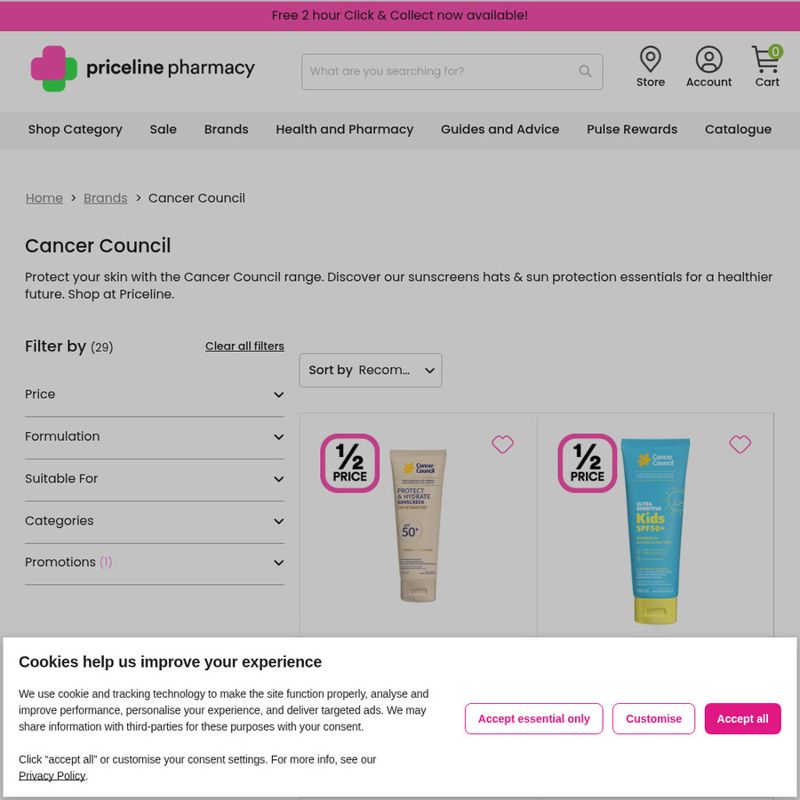 Cancer Council Sunscreen Half Price