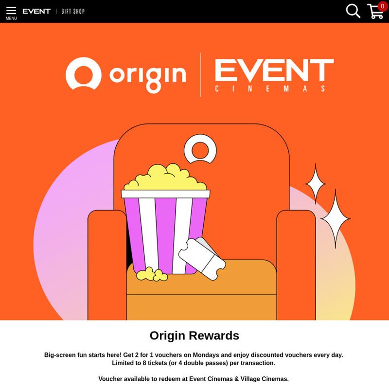 Origin Energy Members: 2 Cinema Tickets Every Monday