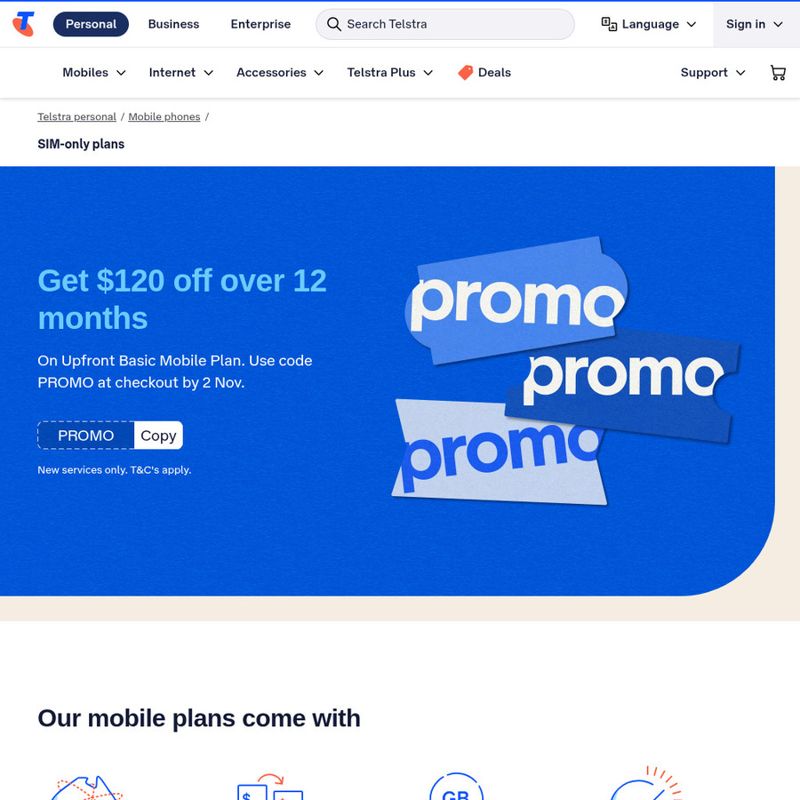 Telstra Upfront Basic Mobile Plan - Off