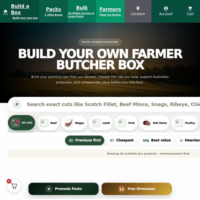 Off First Build-a-Box + Free Meat