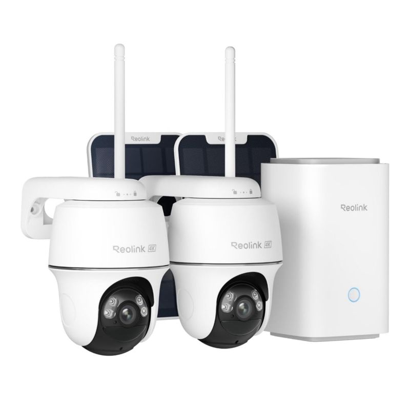 Reolink 4K PT Wireless Security System Solar Wi-Fi Camera + Home Hub - 2 Pack
