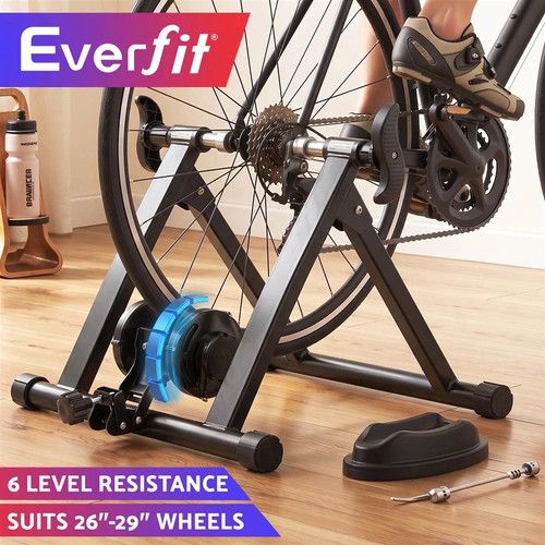 Everfit Bike Trainer Stand Indoor Riding Bicycle 6 Level Cycling Home Gym Black