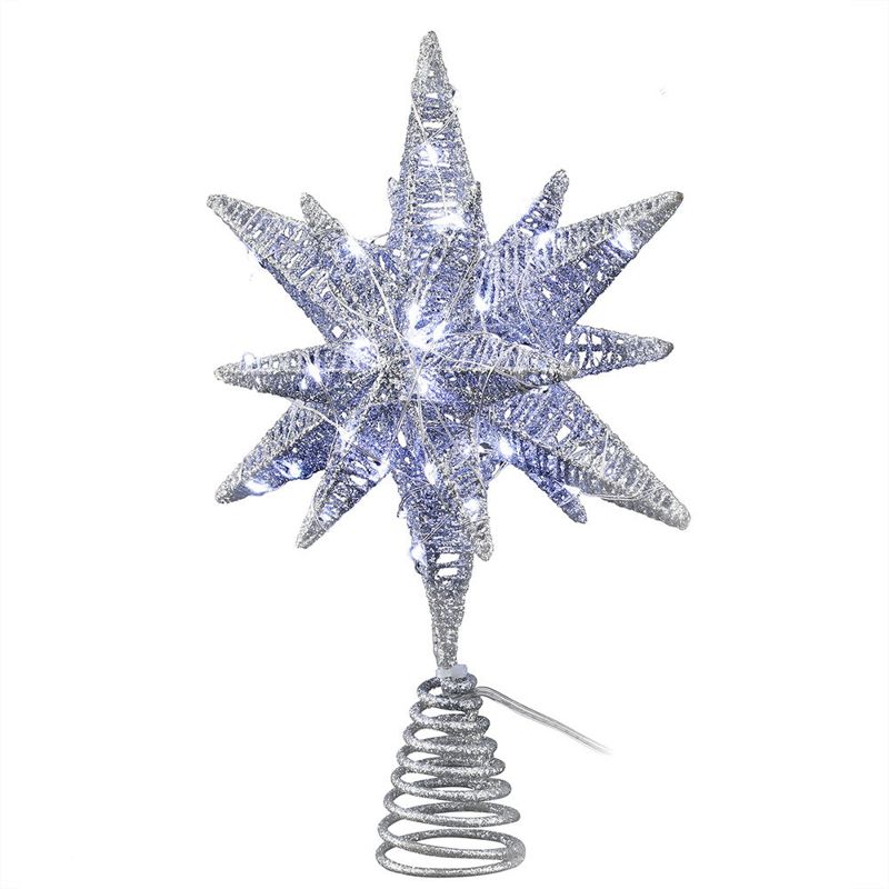 Jingle Jollys 3D Christmas Tree Topper Star LED Decorations Xmas Party Timer