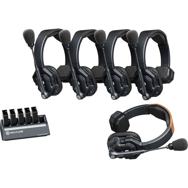 Hollyland Solidcom SE Global 5S 5-Person Full-Duplex Single-Ear Noise-Cancelling Headset Intercom System (2.4 GHz)