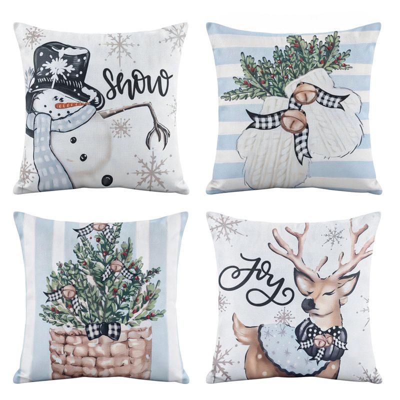 Jingle Jollys Christmas Cushion Covers Set of 4 Pillow Covers 45x45cm Blue