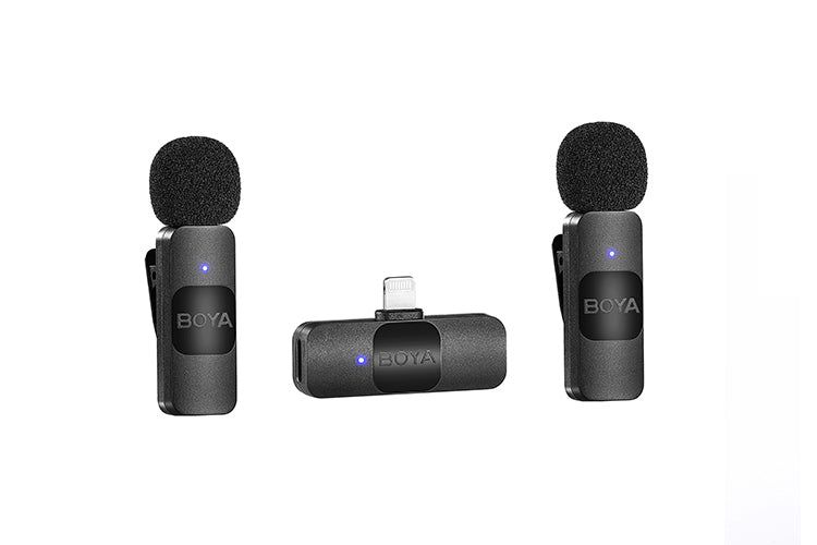 Boya BY-V2 Dual Wireless Lavalier Mic for iPhone iPad