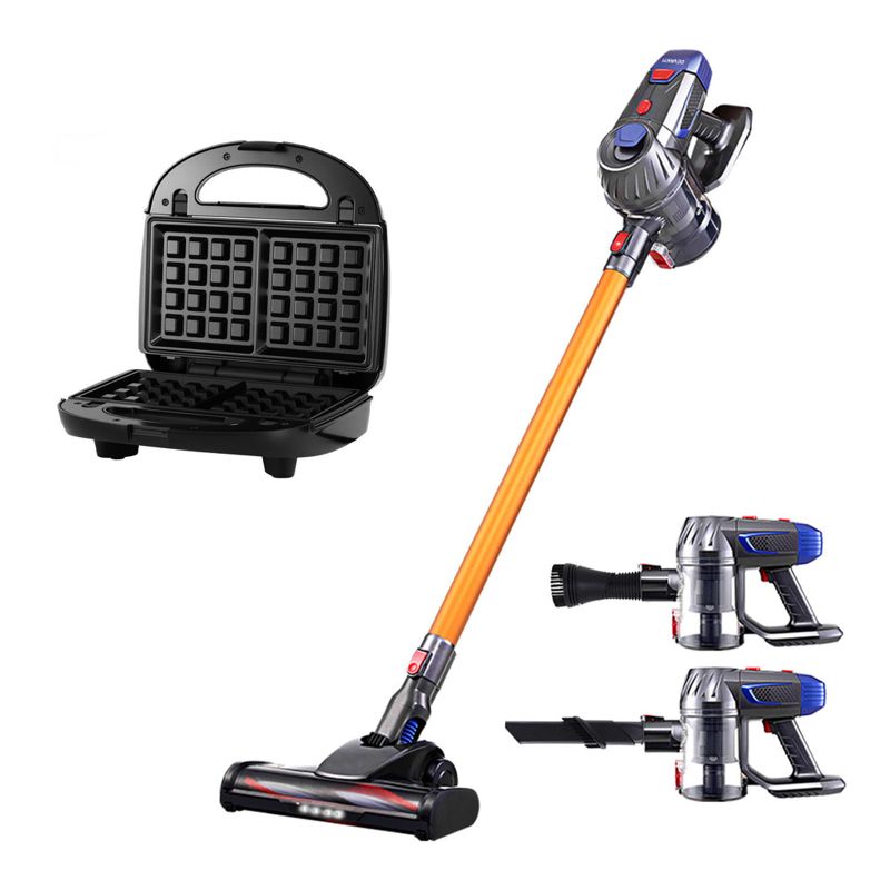 Devanti K7 Cordless Stick Vacuum Cleaner plus 3-in-1 Sandwich Maker (Silver)