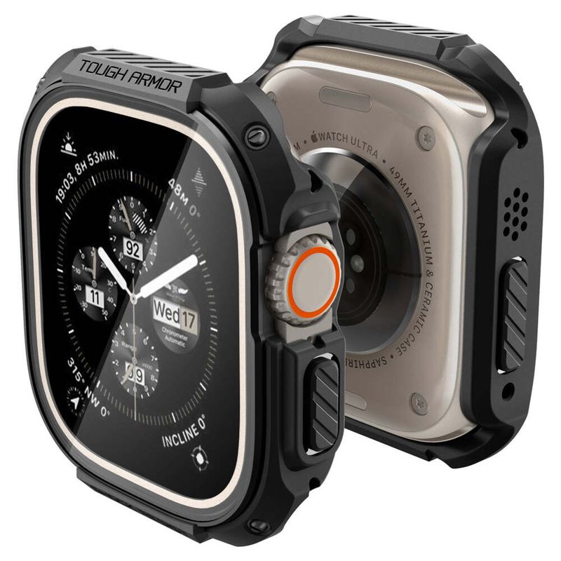 Spigen Apple Watch Ultra 4/3/2/1 49mm Tough Armor Screen Protector Case (Black)
