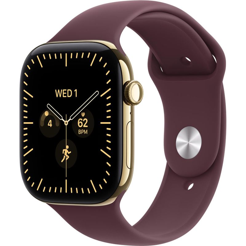 Apple Watch Series 12 46mm Radiant Gold Titanium Case GPS + Cellular Sport Band (M/L) [Burgundy]