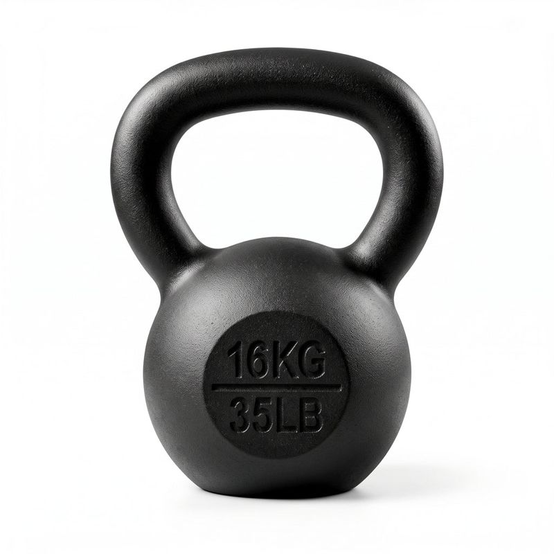 Everfit 16kg Cast Iron Kettlebell Powder Coating Flat Bottom Home Gym