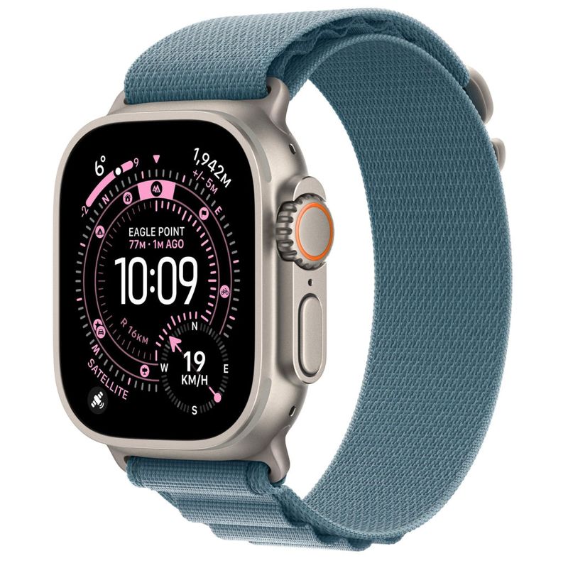 Apple Watch Ultra 3 49mm Natural Titanium Case GPS + Cellular Light Blue Alpine Loop (Small)
