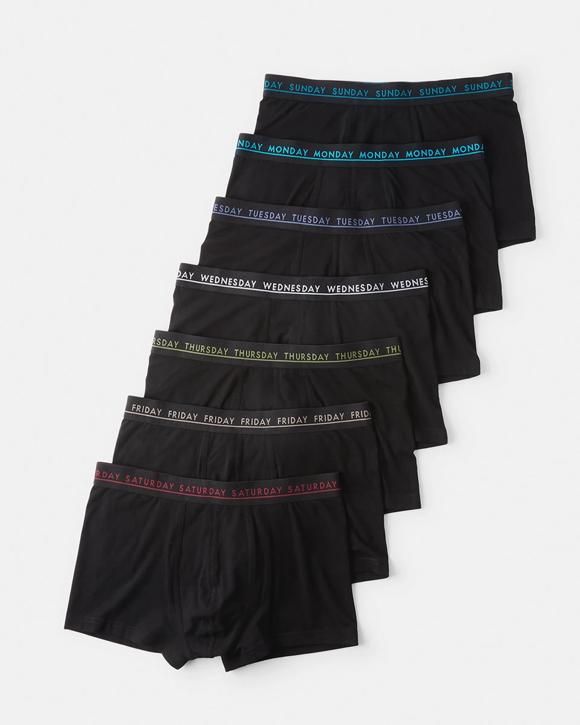 7 Pack 7 Day Trunks Black Size L