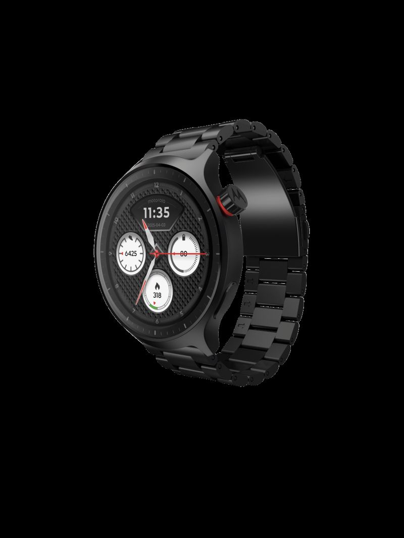 moto watch with Stainless Steel Band Matte Black