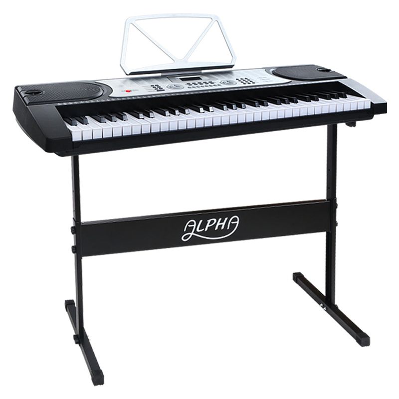 Alpha 61 Keys Electronic Piano Keyboard Digital Electric with Stand Beginner (Silver)