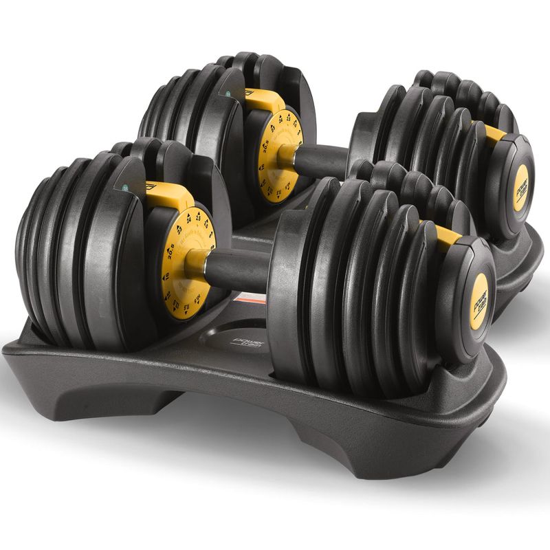 Powertrain 48kg Adjustable Dumbbell Set Home Gym Exercise Equipment Weights (Gold)