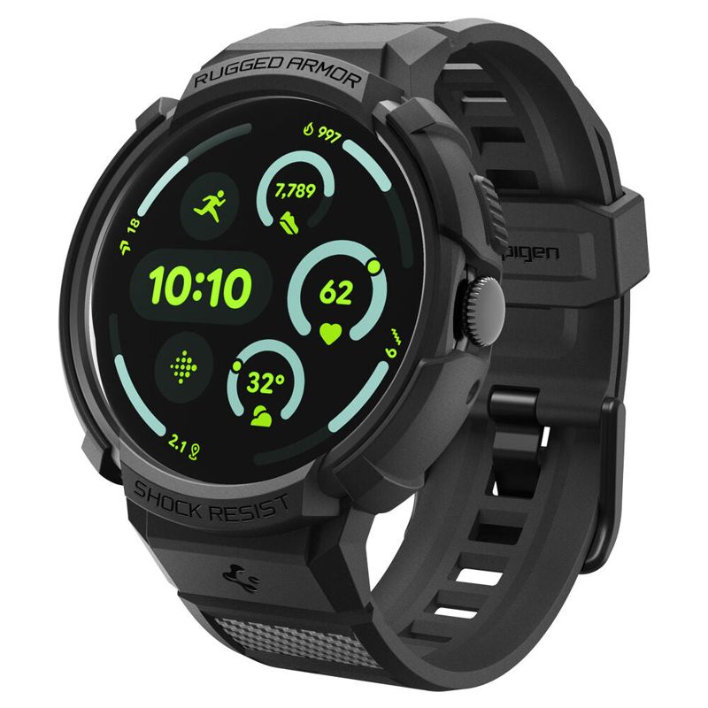 Spigen Pixel Watch 4 41mm Rugged Armor Pro Wristband Case with Stand (Black)