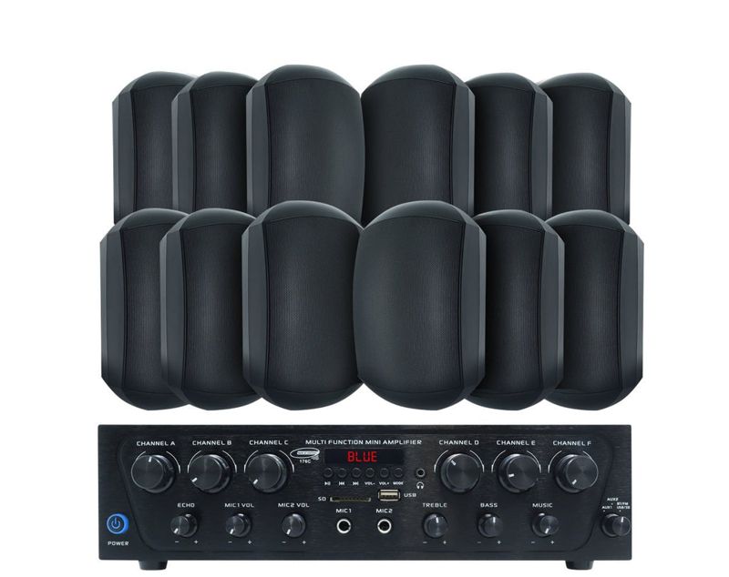Weconic Outdoor Speaker Package with 480W Bluetooth Amplifier