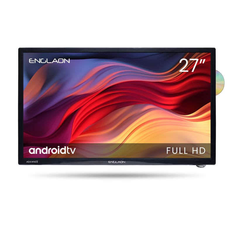 ENGLAON 27'' Full HD Android 11 Smart 12V TV with DVD Combo & Bluetooth & Chromecast