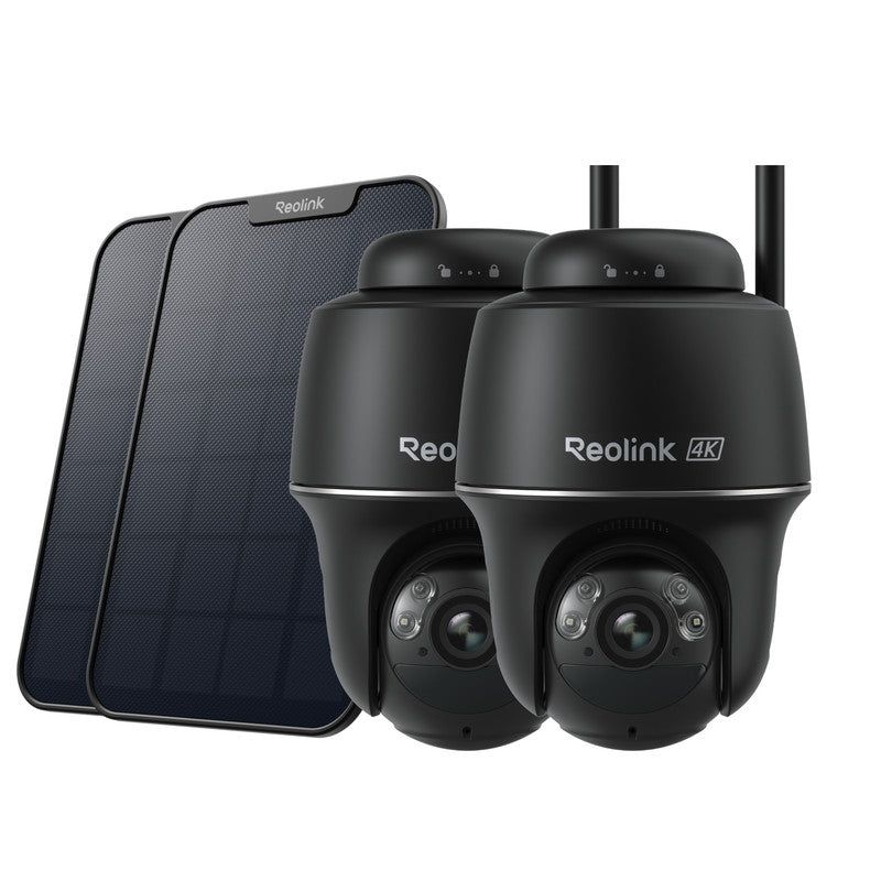 Reolink Argus PT Ultra 4K Pan Tilt Auto Tracking Battery Security Camera+Solar Panel Black