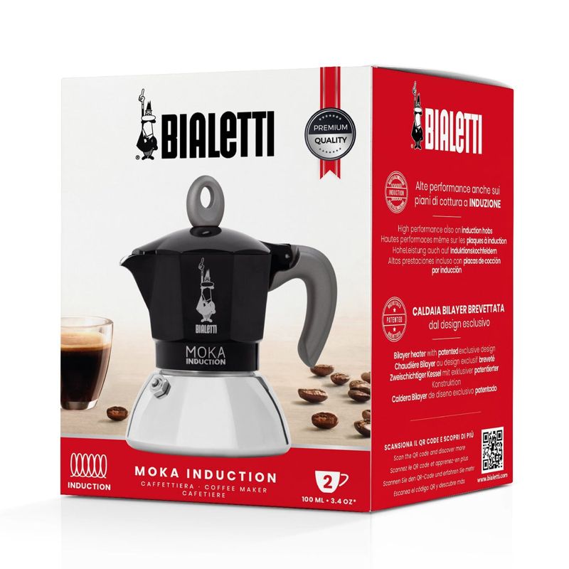 Bialetti Moka 2 Cup Induction Espresso Maker - Black