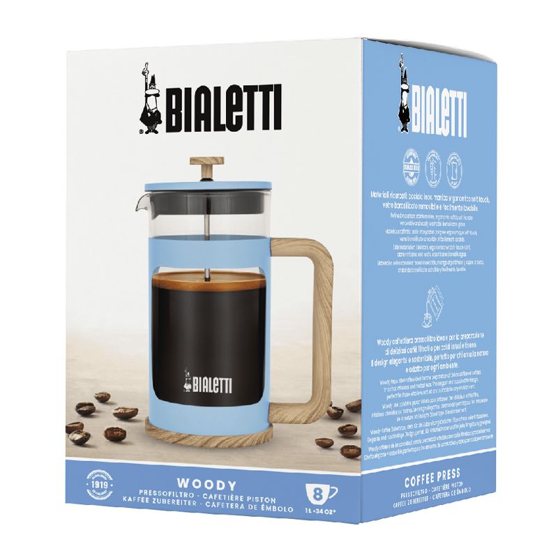 Bialetti Woody Coffee Press 1 Litre - Blue