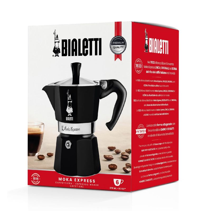 Bialetti Moka 6 Cup Espresso Maker - Black